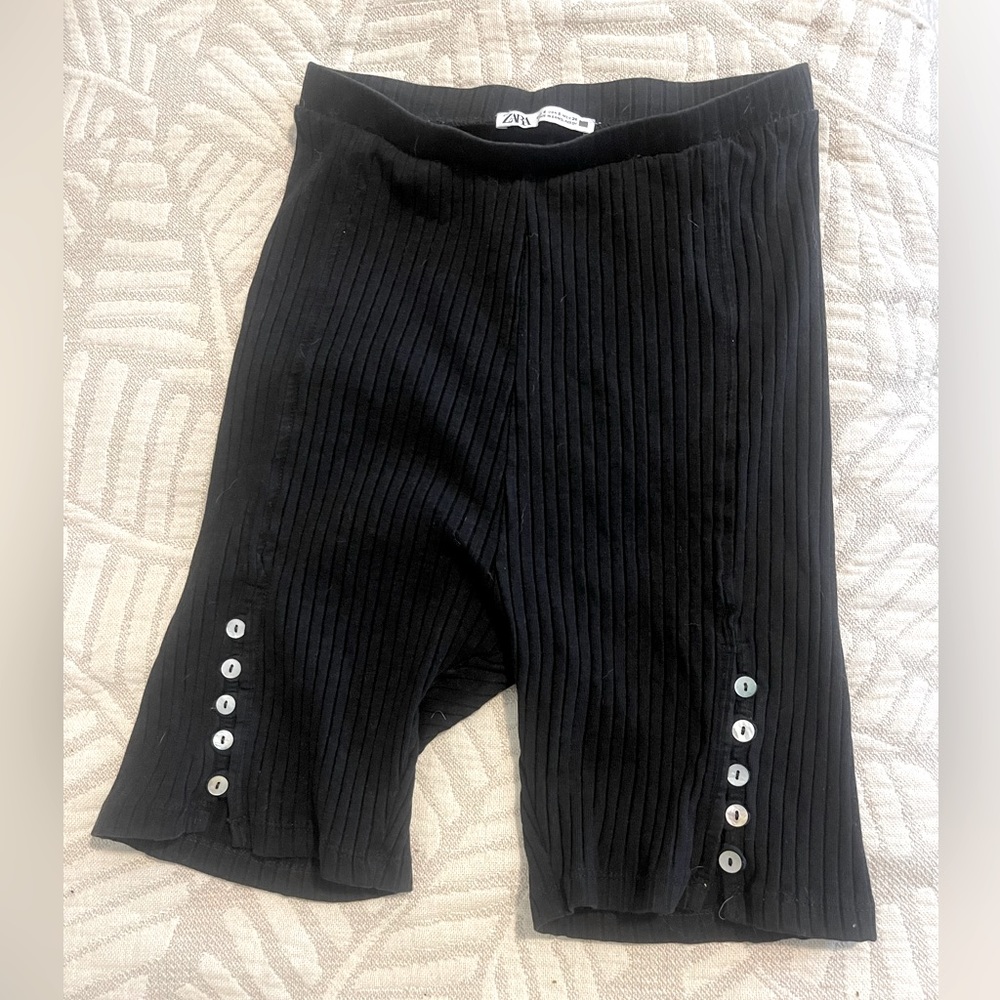 Zara button down biker shorts